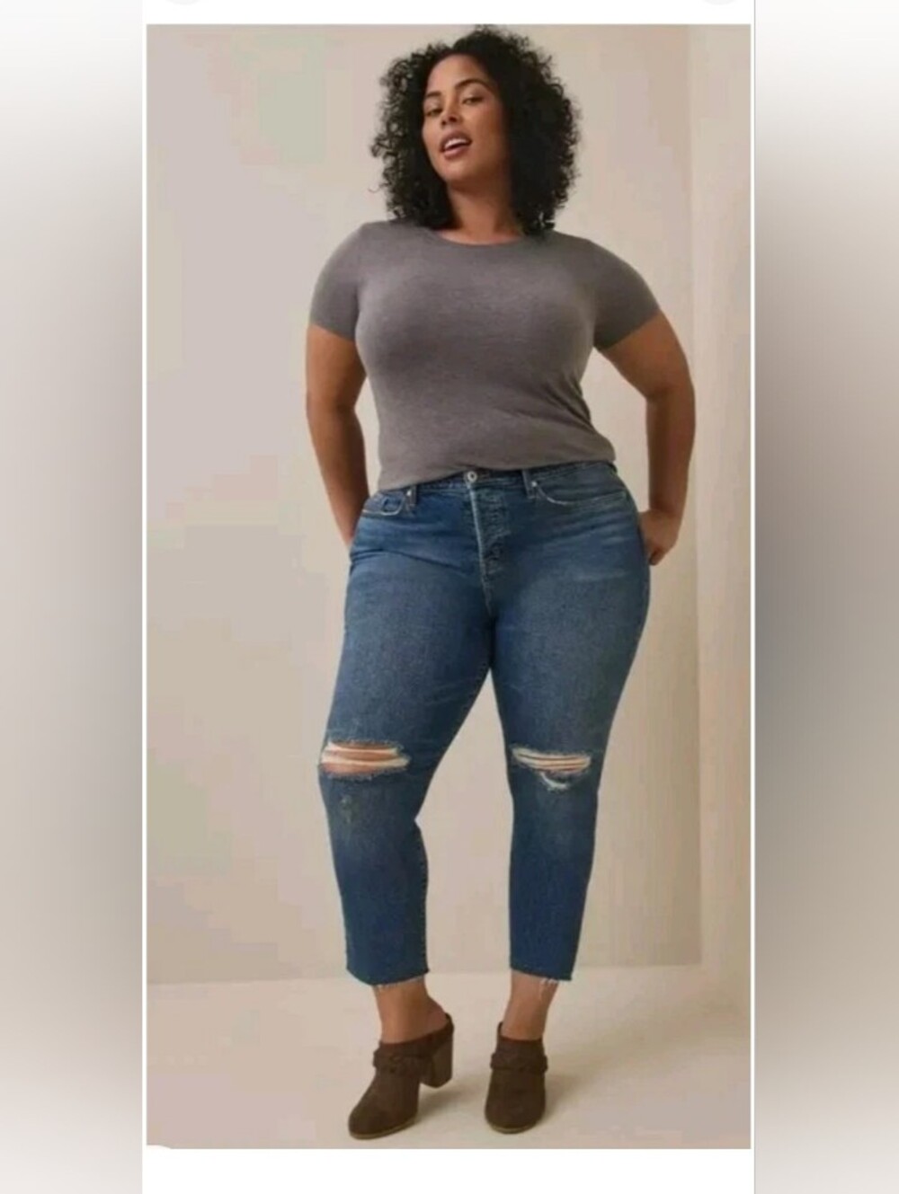 TORRID High-Rise Jeans Straight Cropped Ankle Distressed Medium Plus Size 20 NWT